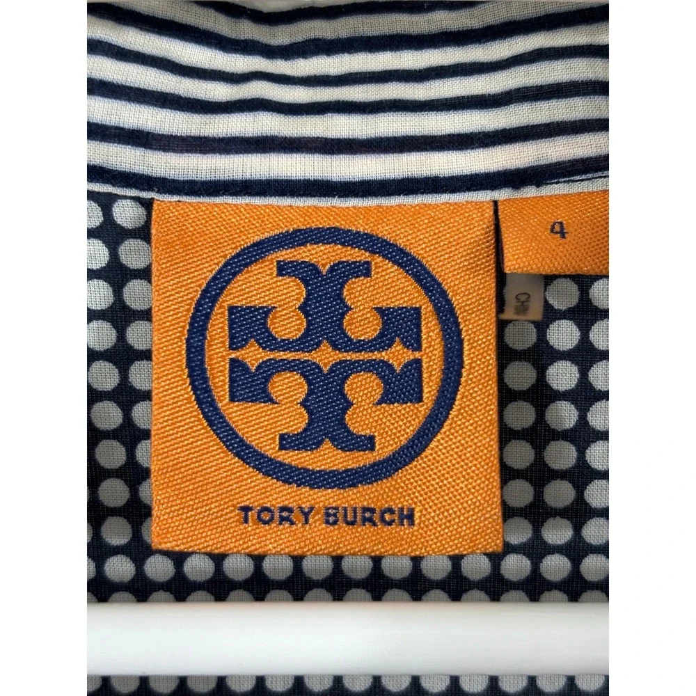 Tory‎ Burch Stephanie Tunic Polka Dot Long Sleeve Top Blouse Size 4